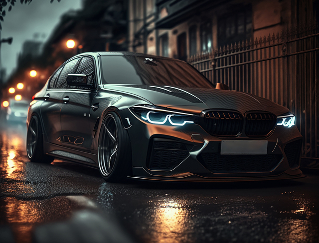 BMW modified performance race car with custom upgrades